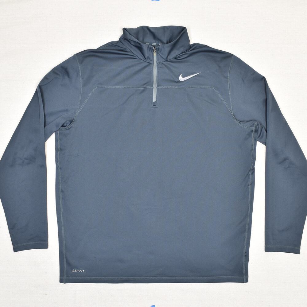 Nike Men's 1/4 Zip Pullover Sweatshirt Polyester Gray Size 2XL Dri Fit Stained